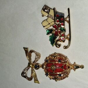 Christmas Pins Vintage Ornament & Sled One By Gerry's